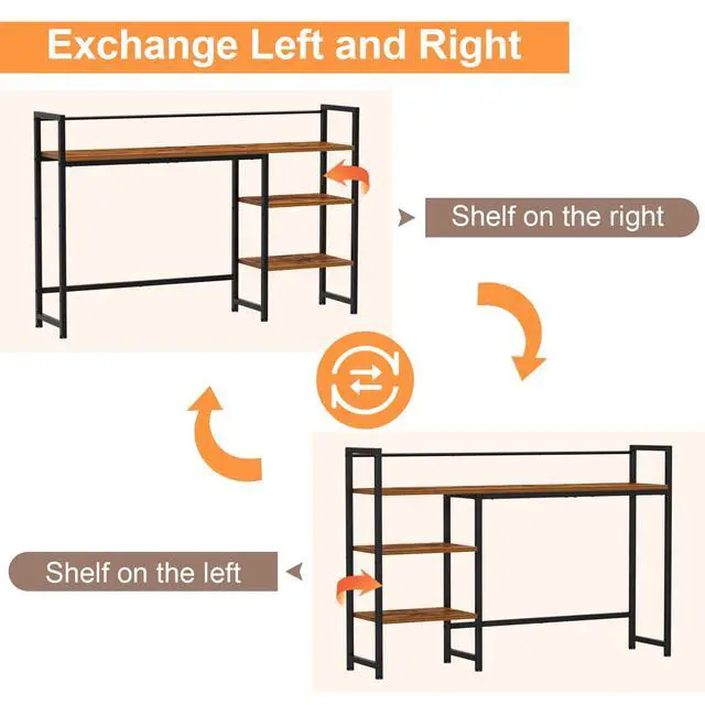 Alt view image 7 of 7 - Snughome Desk Shelf, 44.9" Large Desktop Organizer Shelf, Desk Hutch for Computer Monitor, 4 Tier Desk Top Display Rack, Wood Desktop Bookshelf Storage Rack for Home Office Dorm