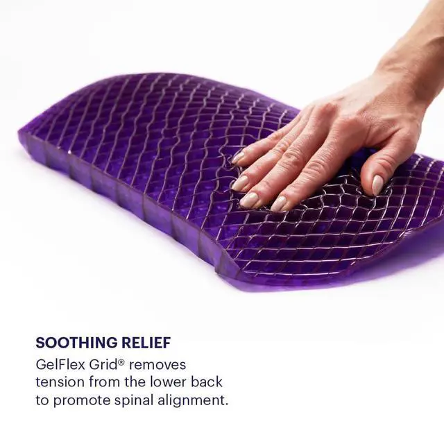 Alt view image 5 of 7 - Purple Back Cushion | Pressure Reducing Grid Designed for Ultimate Comfort | Designed for Chairs, Gaming, and Travel | Made in The USA