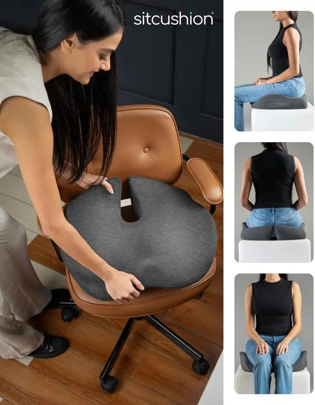 Alt view image 6 of 7 - X Large Seat Cushions for Office Chairs, Car & Truck. Gaming Chair Seat Cushion and Sciatica Pain Relief Pillow for Back Pain. Orthopedic Coccyx Cushion for Tailbone Pain Relief (Original Black)