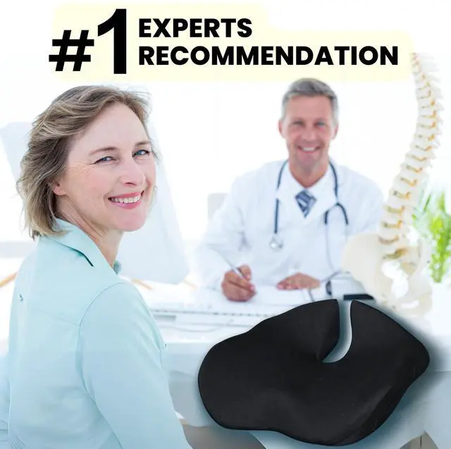 Alt view image 3 of 7 - X Large Seat Cushions for Office Chairs, Car & Truck. Gaming Chair Seat Cushion and Sciatica Pain Relief Pillow for Back Pain. Orthopedic Coccyx Cushion for Tailbone Pain Relief (Original Black)