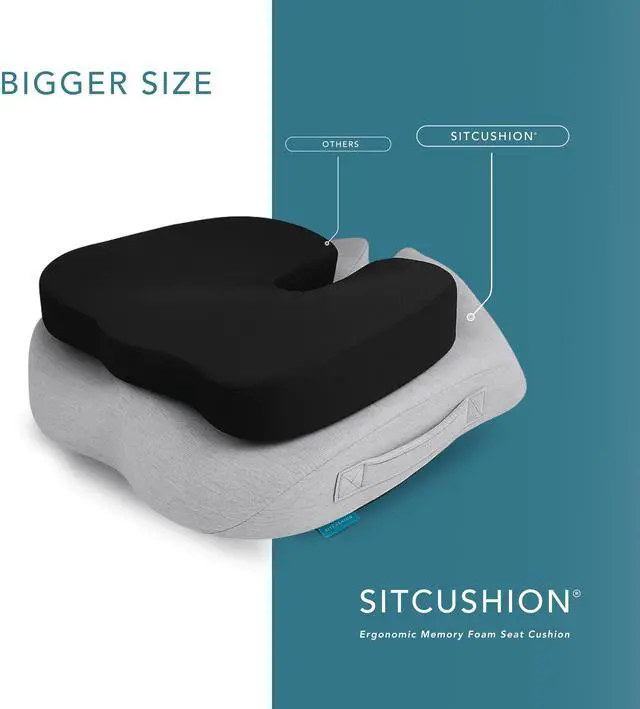 Alt view image 5 of 7 - X Large Seat Cushions for Office Chairs, Car & Truck. Gaming Chair Seat Cushion and Sciatica Pain Relief Pillow for Back Pain. Orthopedic Coccyx Cushion for Tailbone Pain Relief (Original Black)
