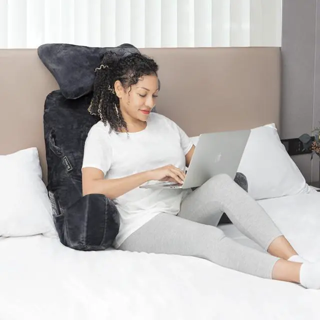 Alt view image 2 of 6 - Reading Pillow-Extra Large 31" Bed Rest Pillow with Detachable Neck Roll & Arms for Sitting in Bed or Couch-Backrest Reading Pillow Adult Back Pillows for Reading,Watching TV,Gaming,Relaxing-Black