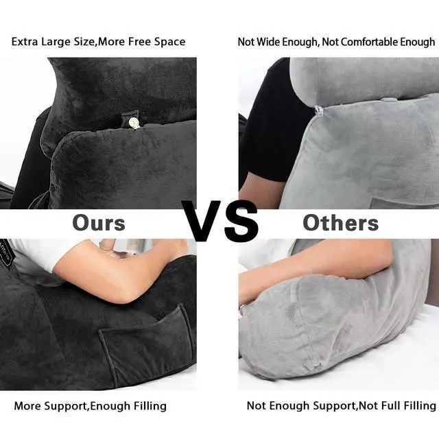 Alt view image 5 of 6 - Reading Pillow-Extra Large 31" Bed Rest Pillow with Detachable Neck Roll & Arms for Sitting in Bed or Couch-Backrest Reading Pillow Adult Back Pillows for Reading,Watching TV,Gaming,Relaxing-Black