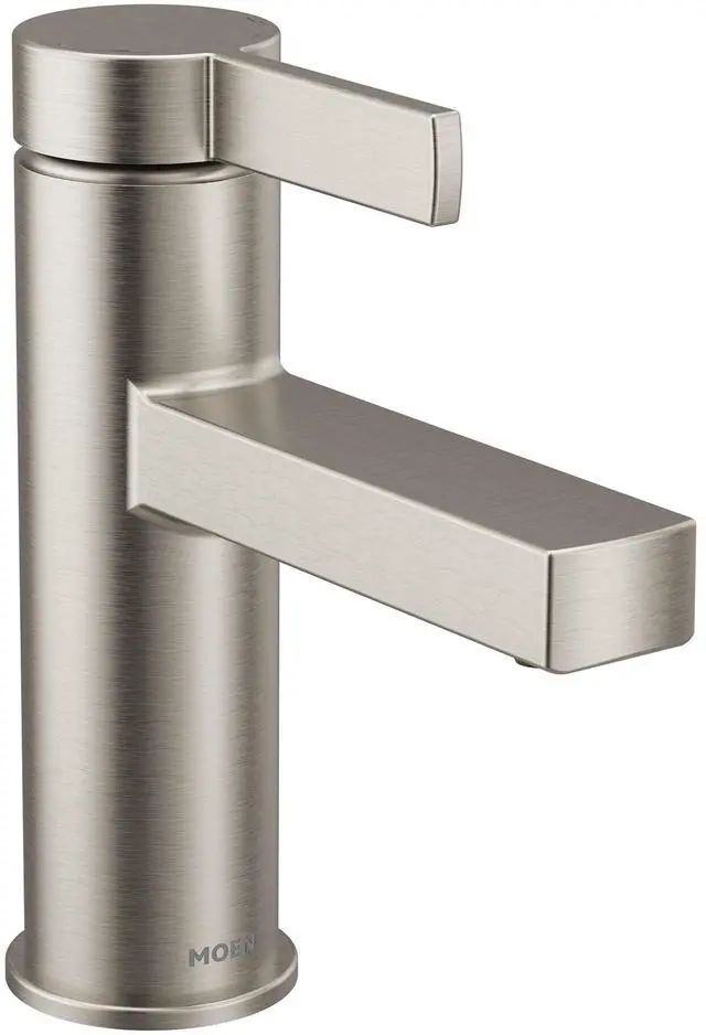 Main image of Moen Beric Spot Resist Nickel Modern One-Handle Single Hole Bathroom Faucet with Drain Assembly and Optional Deckplate for Your Bath Sink, 84774SRN