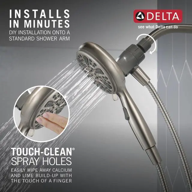 Alt view image 5 of 7 - Delta Faucet 6-Spray SureDock Magnetic Shower Head with Handheld Spray, Brushed Nickel Shower Head with Hose, Showerheads & Handheld Showers, MagnaTite Docking, Stainless 75609SN