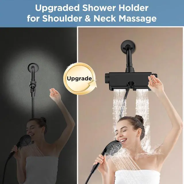 Alt view image 3 of 7 - MakeFit Filtered Shower Head with Handheld Combo Matte Black - Dual 2-in-1 Spa System with Massage Shower and 10 Modes Hand Held Shower, High Pressure with Built in Power Wash Mode