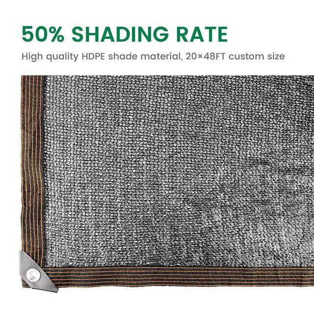 Alt view image 3 of 7 - 50% 20 X 48 FT Black Shade Cloth, Outdoor Woven Sun Shade with Grommets, Durable Breathable Netting Shading Antifreezing for Patio, Garden, DIY Home, Plants Cover, Greenhouse, Dog Kennel