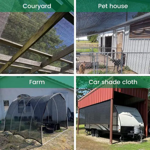 Alt view image 7 of 7 - 50% 20 X 48 FT Black Shade Cloth, Outdoor Woven Sun Shade with Grommets, Durable Breathable Netting Shading Antifreezing for Patio, Garden, DIY Home, Plants Cover, Greenhouse, Dog Kennel