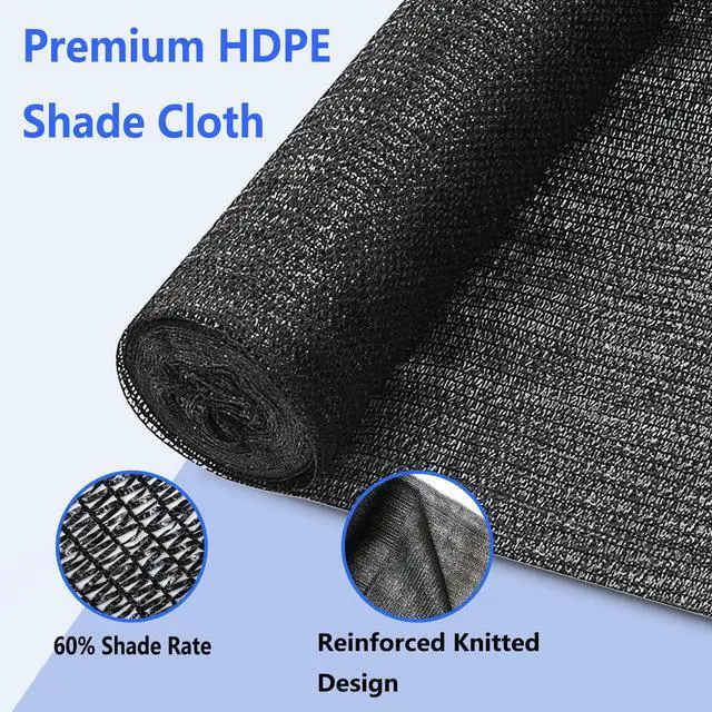Alt view image 2 of 7 - Lawcephun 60% Shade Cloth Roll 6ft x 100ft - HDPE Sun Shade Fabric Roll, UV Block Cuttable Shade Mesh for Garden, Greenhouse, Patio, Pergola - Black Outdoor Sunblock Shade Netting