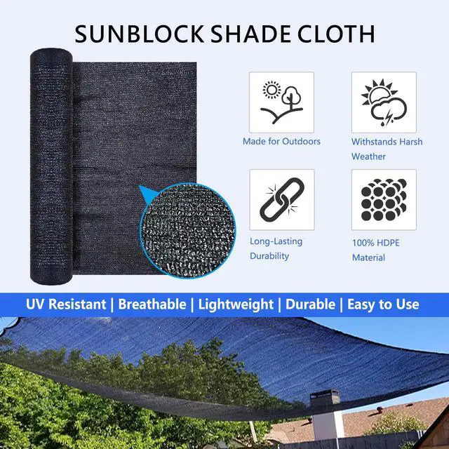 Alt view image 4 of 7 - Lawcephun 60% Shade Cloth Roll 6ft x 100ft - HDPE Sun Shade Fabric Roll, UV Block Cuttable Shade Mesh for Garden, Greenhouse, Patio, Pergola - Black Outdoor Sunblock Shade Netting