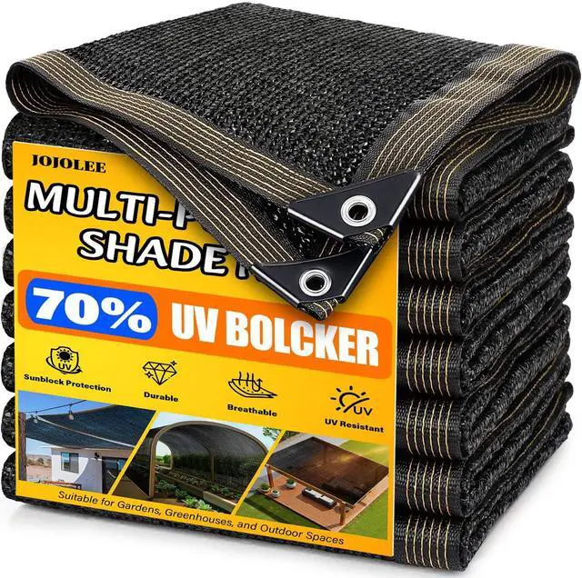 Main image of JOJOLEE 70% Sun Shade Cloth, 20x30FT Shade Net Mesh Tarp with Grommets, Black Sunblock Cover for Outdoor Patio Plants, Pergola, Greenhouse, Chicken Coop, Backyard, Balcony