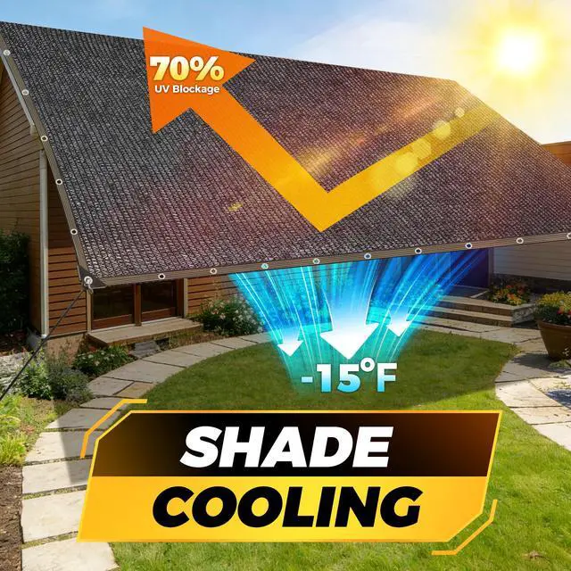 Alt view image 4 of 7 - JOJOLEE 70% Sun Shade Cloth, 20x30FT Shade Net Mesh Tarp with Grommets, Black Sunblock Cover for Outdoor Patio Plants, Pergola, Greenhouse, Chicken Coop, Backyard, Balcony