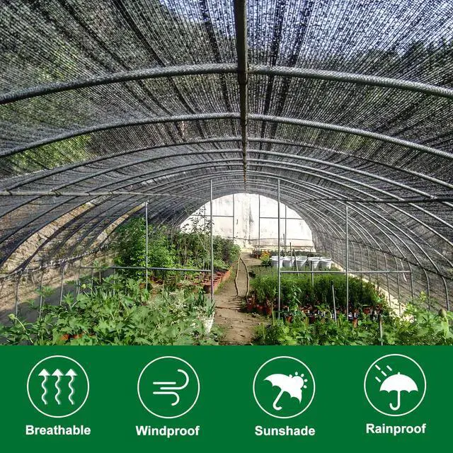 Alt view image 2 of 6 - Cliselda 70%-80% Black Shade Cloth for Patio, 10 x 50ft UV Resistant Sun Shade Mesh Net with Grommets, Mesh Tarp Plant Shade Cover for Plants Garden Greenhouse Backyard Outdoor
