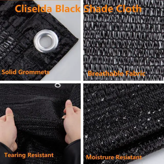Alt view image 6 of 6 - Cliselda 70%-80% Black Shade Cloth for Patio, 10 x 50ft UV Resistant Sun Shade Mesh Net with Grommets, Mesh Tarp Plant Shade Cover for Plants Garden Greenhouse Backyard Outdoor