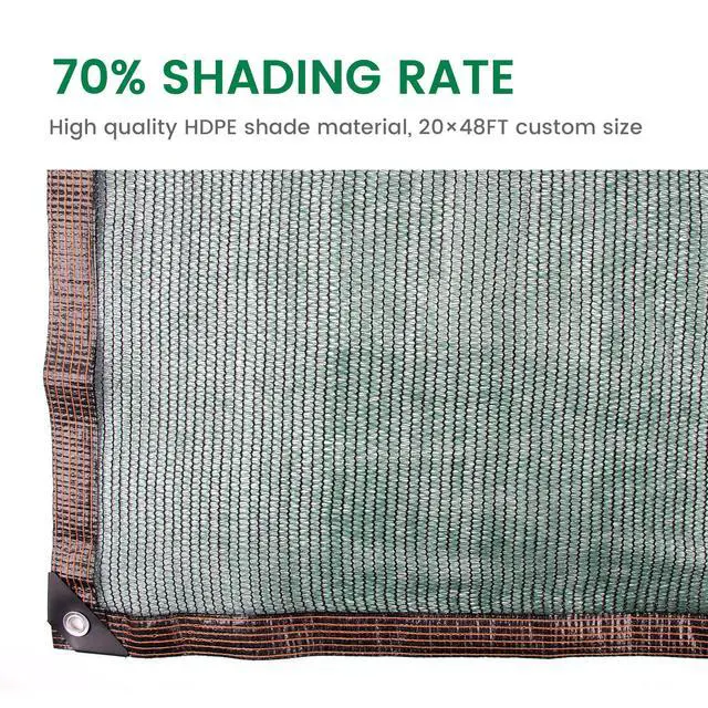 Alt view image 2 of 6 - Xlimin 70% 20 X 48 FT Green Shade Cloth, Outdoor Woven Sun Shade with Grommets, Durable Breathable Netting Shading Antifreezing for Patio, Garden, DIY Home, Plants Cover, Greenhouse, Dog Kennel