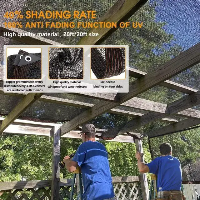Alt view image 3 of 7 - Shade Cloth for Plants Greenhouse, 40-50% Sunblock Shade Sails -for Outdoor Garden Pergola Patio Lawn Plant Pool Sun Protection Cloths for Kennel Chicken Coop Easier to Hang Net Cover
