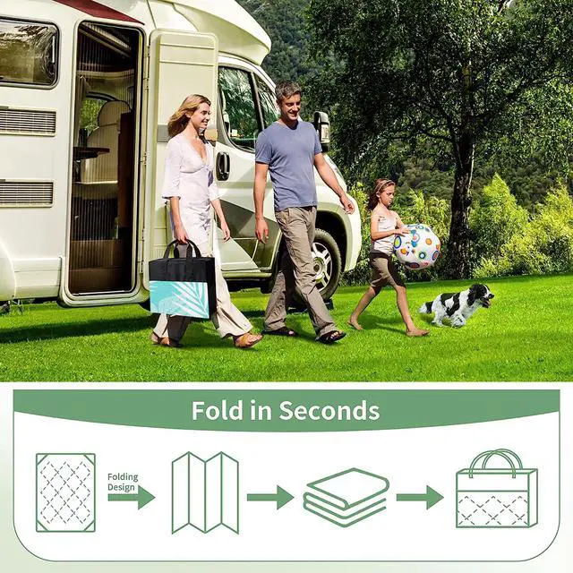 Alt view image 7 of 7 - GENIMO Outdoor Rug 8' x 10' Waterproof for Patios Clearance, Reversible Outdoor Plastic Straw Camping Rug Carpet, Large Area Rugs Mats for RV, Camper, Deck, Balcony, Porch, Beach, Aqua Blue&White