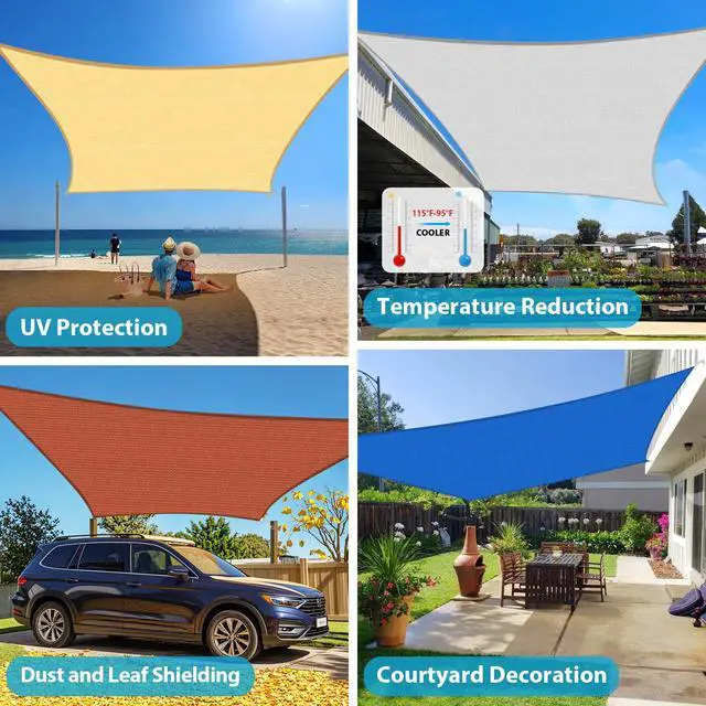 Alt view image 2 of 7 - Amagenix Sun Shade Sail 16'X20' Curved Edge Outdoor Shade Canopy Sand Breathable 95% UV Block Shade Cloth for Patio Garden Backyard (We Make Custom Size)