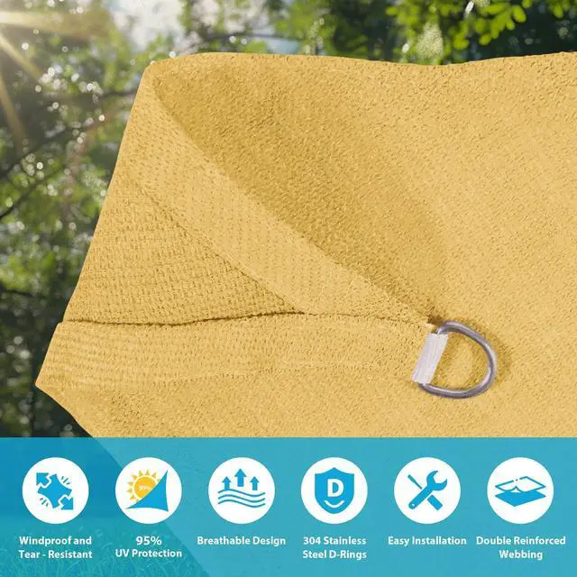 Alt view image 3 of 7 - Amagenix Sun Shade Sail 16'X20' Curved Edge Outdoor Shade Canopy Sand Breathable 95% UV Block Shade Cloth for Patio Garden Backyard (We Make Custom Size)