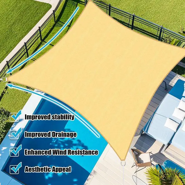 Alt view image 5 of 7 - Amagenix Sun Shade Sail 16'X20' Curved Edge Outdoor Shade Canopy Sand Breathable 95% UV Block Shade Cloth for Patio Garden Backyard (We Make Custom Size)