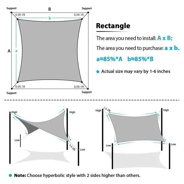 Alt view image 6 of 7 - Amagenix Sun Shade Sail 16'X20' Curved Edge Outdoor Shade Canopy Sand Breathable 95% UV Block Shade Cloth for Patio Garden Backyard (We Make Custom Size)