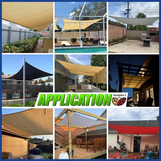 Alt view image 4 of 7 - ShadeMart 12' x 20' Beige Sun Shade Sail UPF50 Rectangle Canopy Fabric Cloth Screen smTAPR1220, Water and Air Permeable & UV Resistant, Heavy Duty, Carport Patio Outdoor - (We Customize Size)