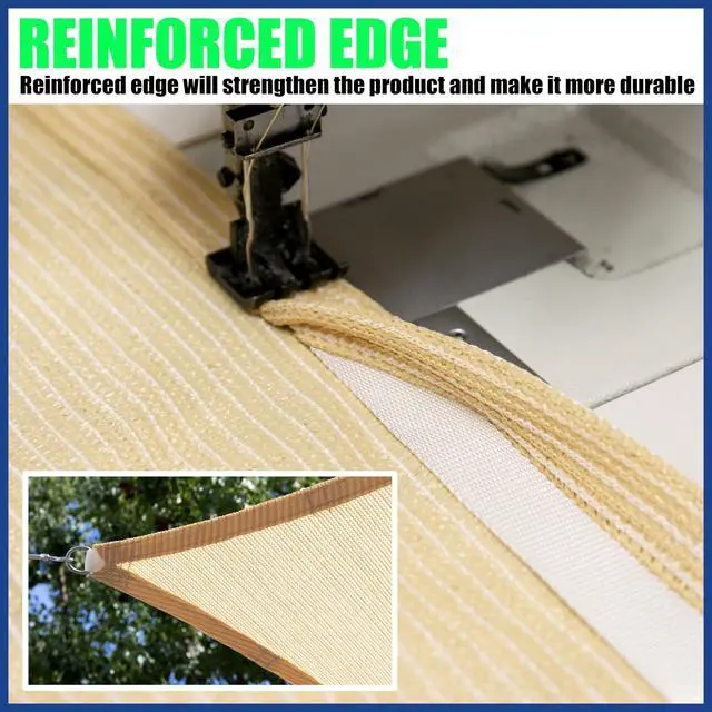 Alt view image 5 of 7 - ShadeMart 12' x 20' Beige Sun Shade Sail UPF50 Rectangle Canopy Fabric Cloth Screen smTAPR1220, Water and Air Permeable & UV Resistant, Heavy Duty, Carport Patio Outdoor - (We Customize Size)