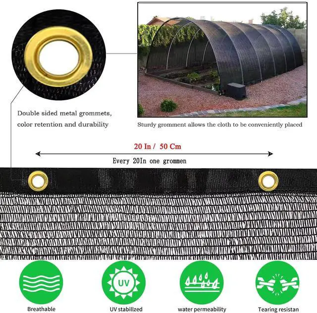 Alt view image 2 of 7 - Vocray 40% Shade Cloth for Plants, 12x30 Ft Greenhouse Shade Cloth, Plant Shade Cover from Sun, Outdoor Mesh Tarp for Garden, Vegetables, Flowers, Potted Plants Heat Protection.