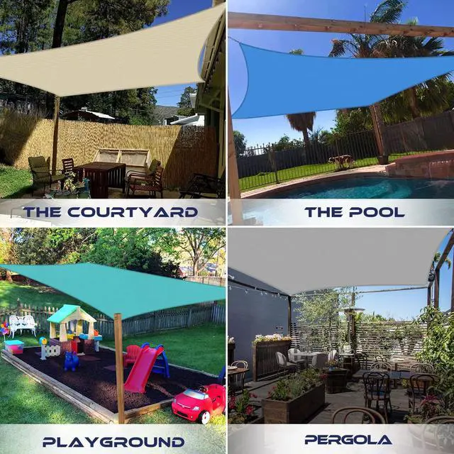 Alt view image 2 of 7 - Windscreen4less 16' x 20' Sun Shade Sail Rectangle Outdoor Canopy Cover UV Block for Backyard Porch Pergola Deck Garden Patio (Beige)