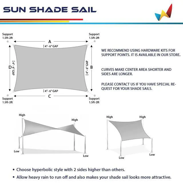 Alt view image 5 of 7 - Windscreen4less 16' x 20' Sun Shade Sail Rectangle Outdoor Canopy Cover UV Block for Backyard Porch Pergola Deck Garden Patio (Beige)