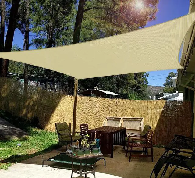 Alt view image 6 of 7 - Windscreen4less 16' x 20' Sun Shade Sail Rectangle Outdoor Canopy Cover UV Block for Backyard Porch Pergola Deck Garden Patio (Beige)