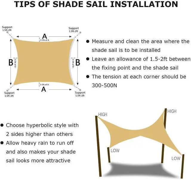 Alt view image 2 of 6 - Rectangle Sun Shade Sail Canopy, 16' x 20' Outdoor Shade Cloth Patio Cover - Sunshade Sails Awning Shelter for Deck Garden Lawn Yard (Sand)