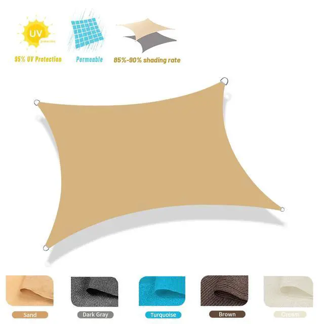 Alt view image 7 of 7 - COOLBOYS 16'x 20' Sun Shade Sail Sand Rectangle UV Block Outdoor Shade Canopy Sunshade for Patio Lawn Garden Carport Backyard Deck Pergola