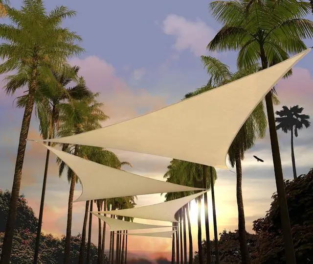 Main image of Amgo 22' x 22' x 22' Beige Triangle Sun Shade Sail Outdoor Canopy Awning, UPF50+ AGTAPT22, 95% UV Blockage, Water & Air Permeable, Commercial Standard Heavy Duty (We Make Custom Size)