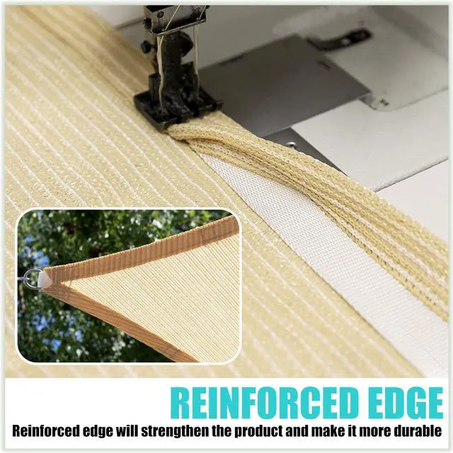 Alt view image 5 of 7 - Amgo 22' x 22' x 22' Beige Triangle Sun Shade Sail Outdoor Canopy Awning, UPF50+ AGTAPT22, 95% UV Blockage, Water & Air Permeable, Commercial Standard Heavy Duty (We Make Custom Size)