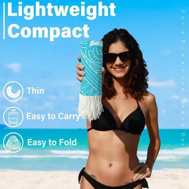 Alt view image 2 of 7 - Widdonen Turkish Beach Towel Quick Dry Absorbent Cotton Lightweight Thin Bathroom Bath Pool Swim Towels Extra Large Oversized Sand Free Beach Accessories Essentials Stuff Cloud Gift for Adults