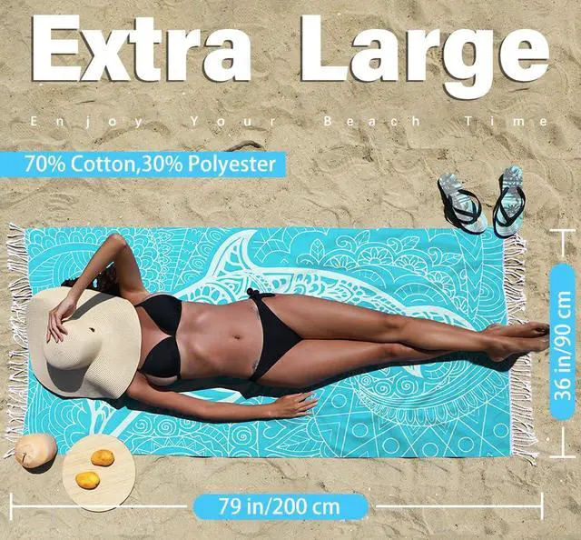 Alt view image 5 of 7 - Widdonen Turkish Beach Towel Quick Dry Absorbent Cotton Lightweight Thin Bathroom Bath Pool Swim Towels Extra Large Oversized Sand Free Beach Accessories Essentials Stuff Cloud Gift for Adults