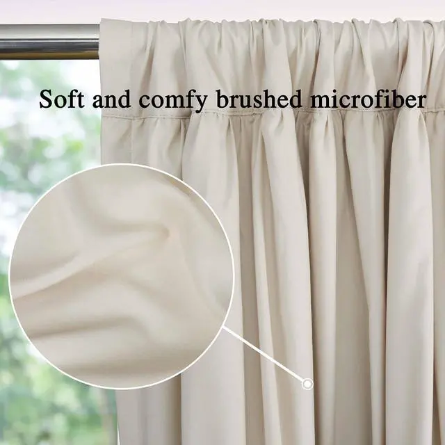 Alt view image 3 of 7 - Homechoice Decor Thermal Insulated Blackout Window Curtains, 54" W x 84" L (Pair), Boho Ruched Window Treatments with 3 Rows of Butterfly Flowers, Rustic Rod Pocket Drapes for Room, Camel (LQ-30)