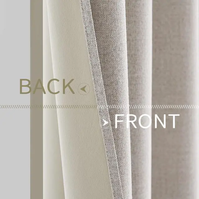 Alt view image 6 of 7 - MIULEE 100% Blackout Linen Textured Curtains for Bedroom Solid Thermal Insulated Ivory Grommet Room Darkening Curtains & Drapes Luxury Decor for Living Room Nursery 62 x 84 Inch (2 Panels)
