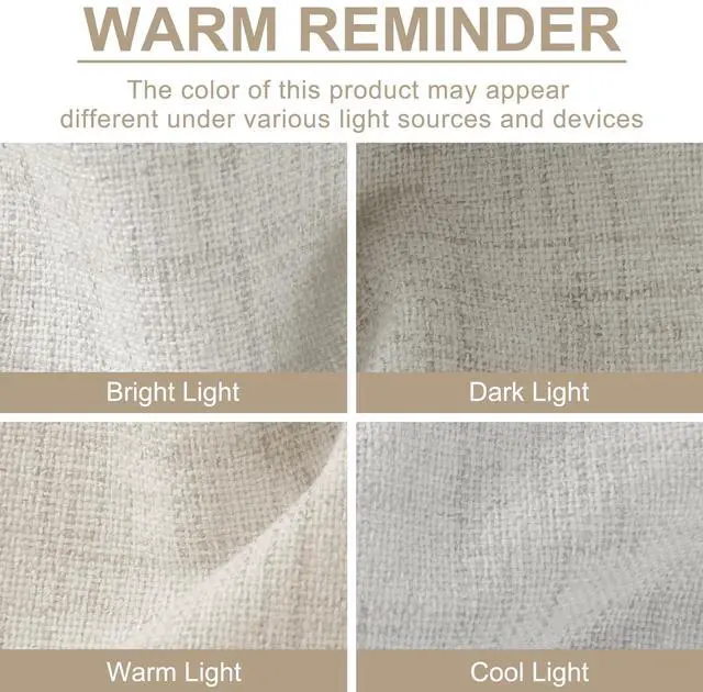 Alt view image 7 of 7 - 100% Blackout Shield Linen Blackout Curtains for Bedroom 108 Inches Long, Back Tab/Rod Pocket Living Room Drapes, Thermal Insulated Blackout Curtains 2 Panels Set, 50" W x 108" L, Beige
