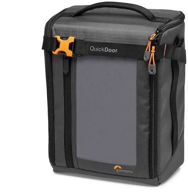 Main image of Lowepro GearUp Creator Box Large II, Mirrorless and DSLR Camera Bag, Camera Case with QuickDoor Access, Made with Recycled Fabric, Orange Padded Interior Dividers, Grey