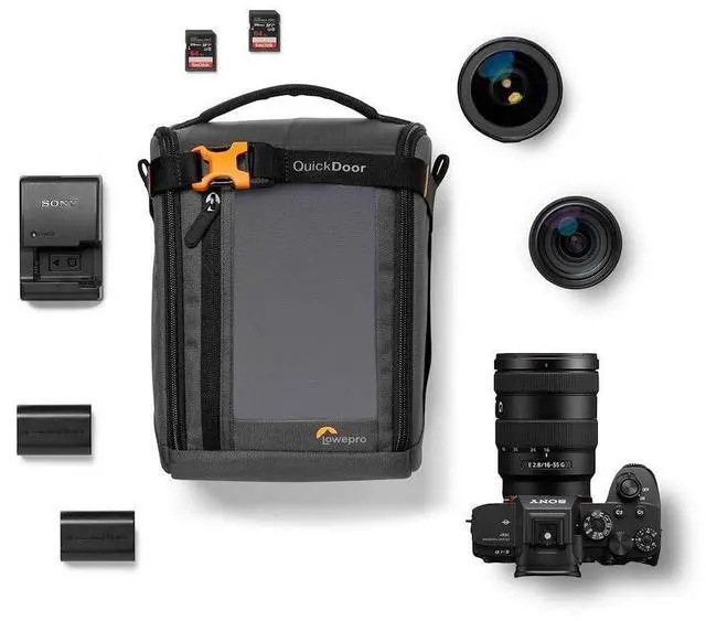Alt view image 7 of 7 - Lowepro GearUp Creator Box Large II, Mirrorless and DSLR Camera Bag, Camera Case with QuickDoor Access, Made with Recycled Fabric, Orange Padded Interior Dividers, Grey