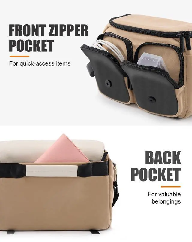 Alt view image 3 of 7 - Cwatcun Camera Bag Camera Crossbody Shoulder Messenger Case, Travel Photography Bag for Men/Women with Tripod Holder for Canon, Nikon, Sony, Fuji DSLR/SLR/Mirrorless Cameras, Lens and Accessories
