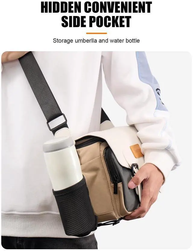 Alt view image 4 of 7 - Cwatcun Camera Bag Camera Crossbody Shoulder Messenger Case, Travel Photography Bag for Men/Women with Tripod Holder for Canon, Nikon, Sony, Fuji DSLR/SLR/Mirrorless Cameras, Lens and Accessories