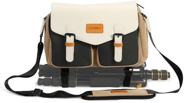 Main image of Cwatcun Camera Bag Camera Crossbody Shoulder Messenger Case, Travel Photography Bag for Men/Women with Tripod Holder for Canon, Nikon, Sony, Fuji DSLR/SLR/Mirrorless Cameras, Lens and Accessories