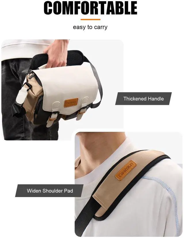 Alt view image 5 of 7 - Cwatcun Camera Bag Camera Crossbody Shoulder Messenger Case, Travel Photography Bag for Men/Women with Tripod Holder for Canon, Nikon, Sony, Fuji DSLR/SLR/Mirrorless Cameras, Lens and Accessories