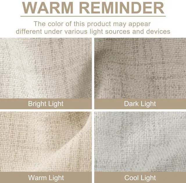 Alt view image 2 of 7 - 100% Blackout Shield Linen Blackout Curtains for Bedroom 102 Inches Long, Back Tab/Rod Pocket Living Room Drapes, Thermal Insulated Blackout Curtains 2 Panels Set, 50" W x 102" L,Cream