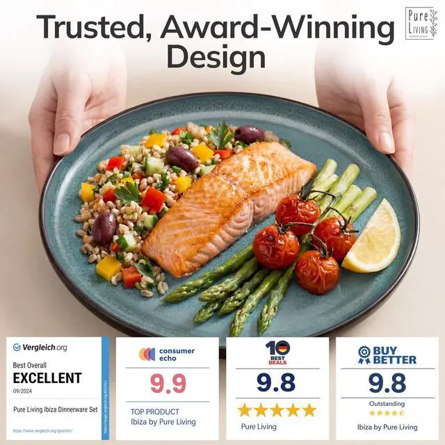 Alt view image 3 of 7 - Stoneware Dinnerware Set for 4, 12 Piece Plates and Bowls Set - Handmade Reactive Glaze, Chip & Scratch Resistant Sets - Dishwasher Microwave Safe, Modern Kitchen Dinner Service in Dark Petrol Blue