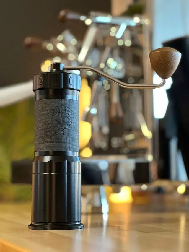 Alt view image 2 of 7 - Turin H40 V2 Manual Coffee Grinder 40mm Stainless Steel Burr, Adjustable for Espresso, Pour Over, French Press, Aluminum Body with Walnut Handle, Magnetic Dosing Cup, 30g Capacity