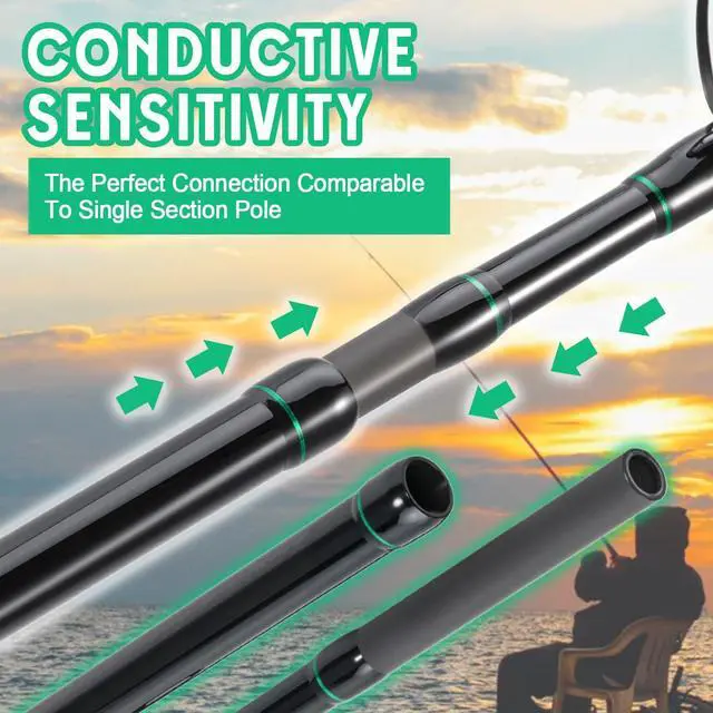 Alt view image 2 of 7 - Sougayilang Surf Fishing Rod and Reel Combo Medium/Heavy 3 Piece Travel Spinning Rod with 4000 Size Reel Baitfeeder Combo(12'Green)